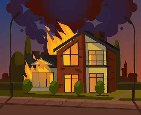 Burning House Fire Accident Vector Design Graphic Flat Cartoon Illustration  Stock Illustration - Download Image Now - iStock