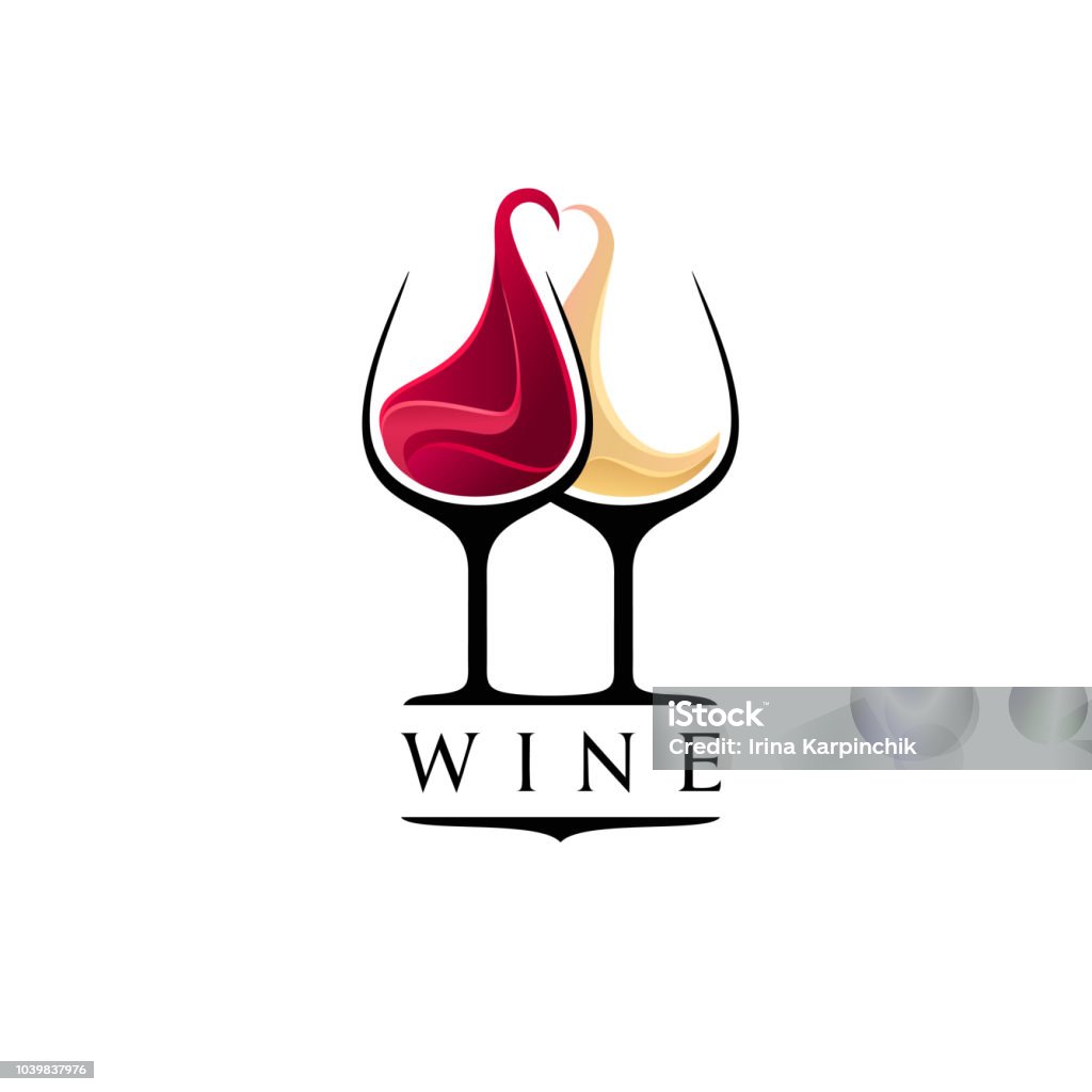 Wine bar design template. Red and white wine glasses Wine stock vector