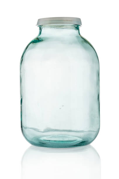 Tall Empty Glass Jar With Lid Stock Photo - Download Image Now