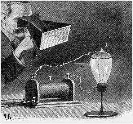 Antique painting illustration: Rontgen apparatus