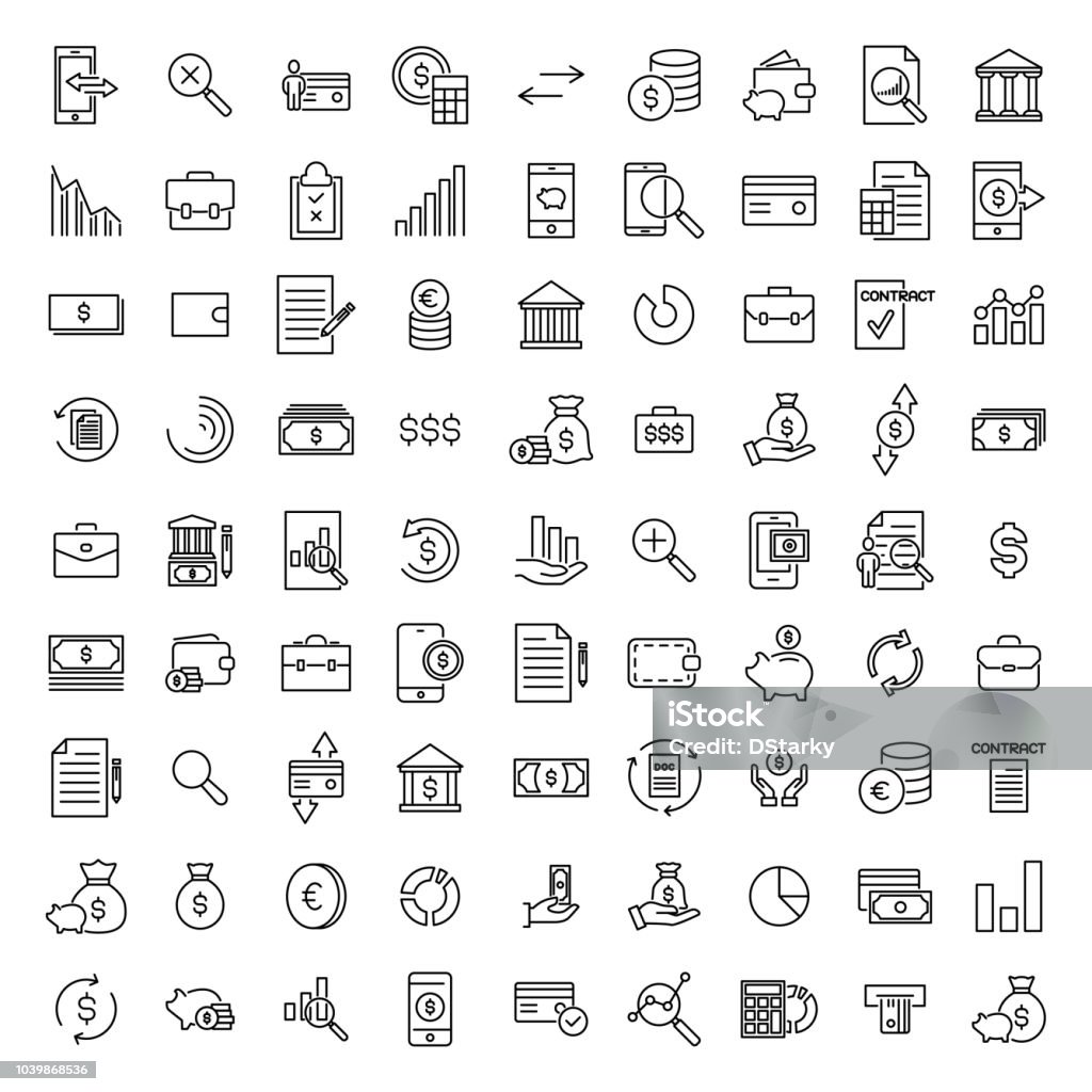 Simple collection of banking related line icons. - Royalty-free Símbolo de ícone arte vetorial