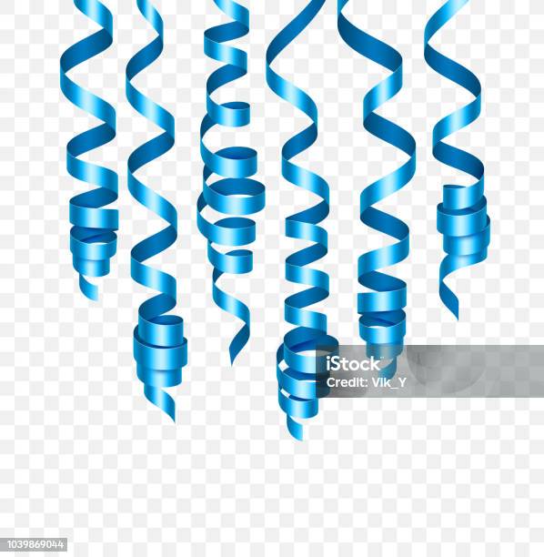 Party Decorations Blue Streamers Or Curling Party Ribbons Vector  Illustration Stock Illustration - Download Image Now - iStock