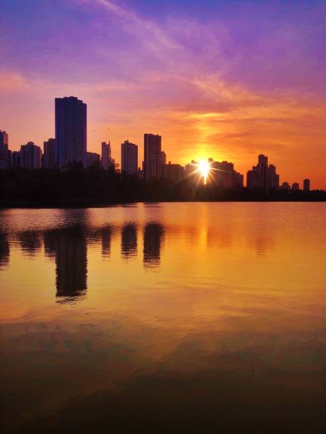 istock Sunset behind the buildings 1039871010