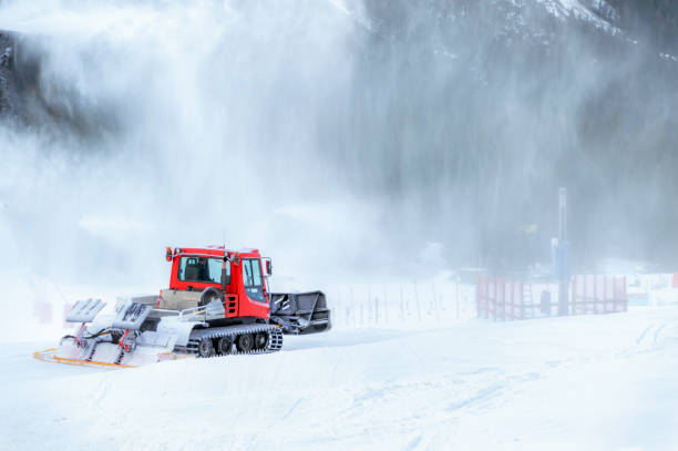 istock Snow groomer going into a snow blizzard 1039874884