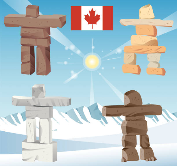 Canada Inuksuk Vector Canada Inuksuk algonquin provincial park stock illustrations