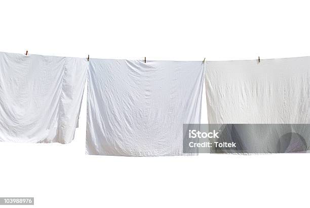 White Sheet Stock Photo - Download Image Now - Sheet - Bedding, Hanging, Clothesline