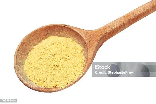 Nutritional Yeast Flakes Stock Photo - Download Image Now - Yeast, Spoon, White Background