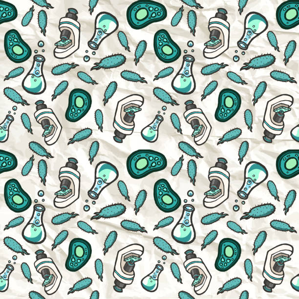Vector biologic seamless pattern. Hand drawn vector biologic seamless pattern. biologic molecule stock illustrations