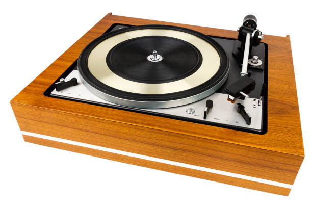 istock Vintage turntable vinyl record player isolated on white 1039910146