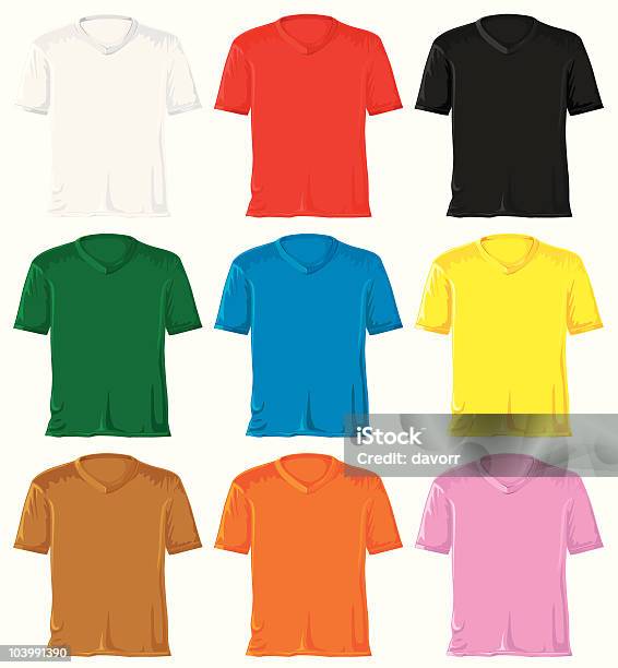 Ilustración de Camiseta Con Collarín De Triángulo y más Vectores Libres de Derechos de Camiseta - Camiseta, Marrón, Amarillo - Color