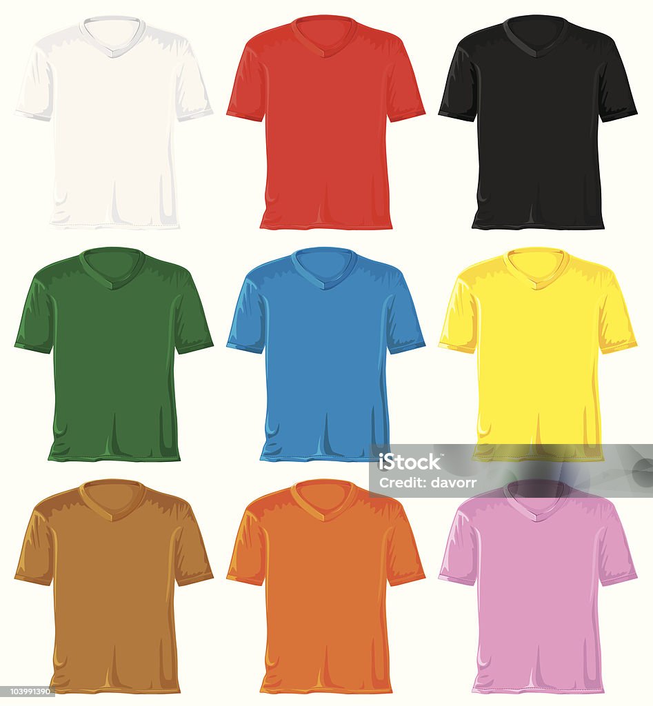 T シャツにトライアングルカラーセット - Tシャツのロイヤリティフリーベクトルアート