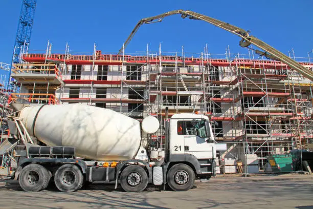 concrete delivery on construction site