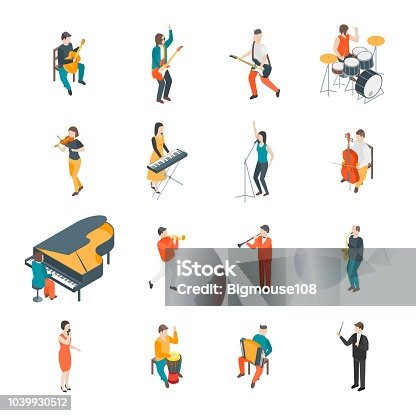 istock Characters Different Musicians People Set 3d Isometric View. Vector 1039930512