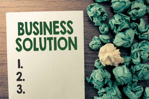 istock Text sign showing Business Solution. Conceptual photo Services that include strategic planning and evaluation 1039931700