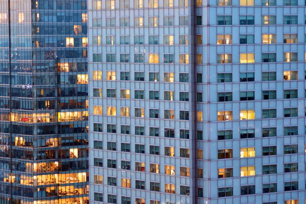 istock Night lights, city office building downtown, cityscape view 1039932146