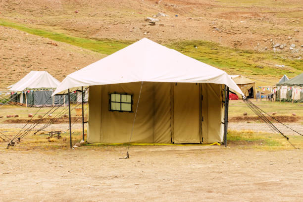 istock Tourist tent for two people in trekking camping 1039937528
