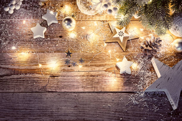 istock Christmas decoration in vintage style at old 1039938690