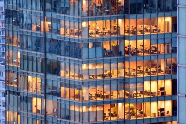 istock Night lights, city office building downtown, cityscape view 1039941818