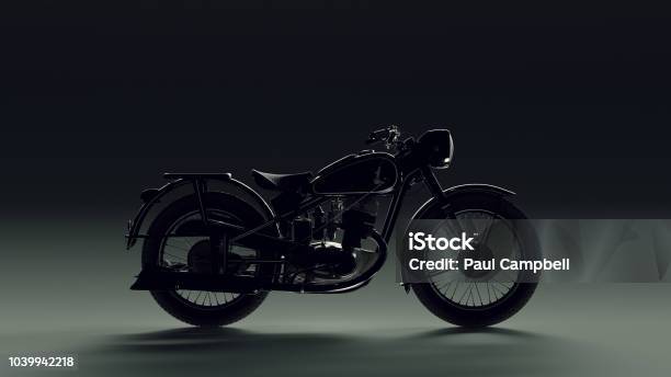 Vintage Black And Chrome Back Lit Motorcycle Stock Photo - Download Image  Now - Motorcycle, Old-fashioned, Retro Style - iStock