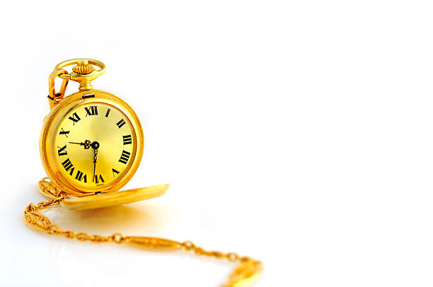 istock Antique gold pocket watch isolated on white 103994245