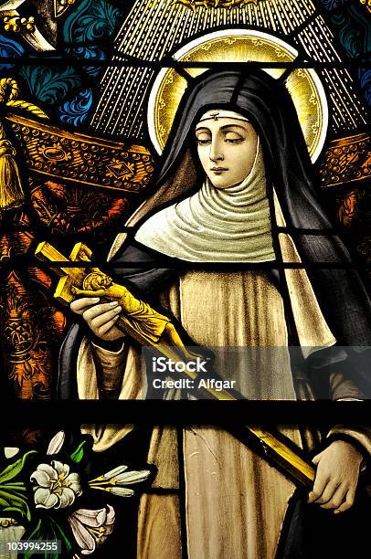 Stained Glass Window Of St Monica Stock Photo - Download Image Now - Religious Saint, Catholicism, Monica - Singer