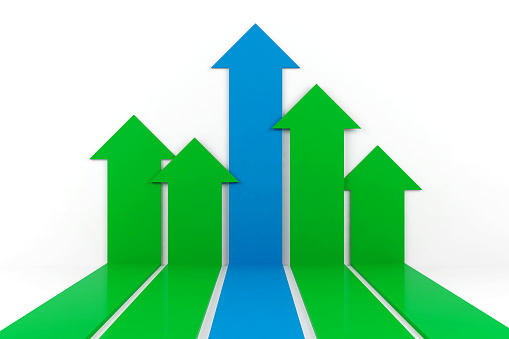 Business arrow graph, 3D Rendering