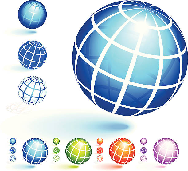 Virtual concept of global in different sizes and colors vector art illustration