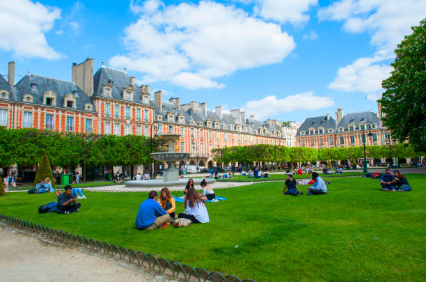 Paris, France, 12th of December 2023, Place des Vosges in marais area of Paris,