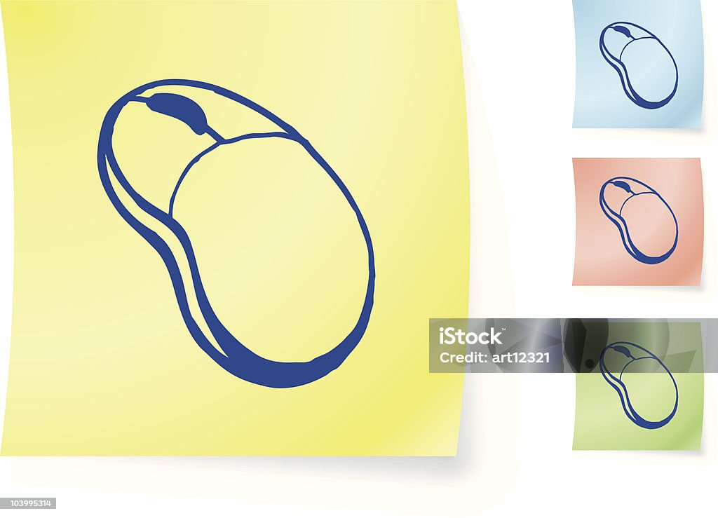 Computer Mouse Sticky Computer Mouse Graphic On Sticky Note Stock Illustration - Download ...
