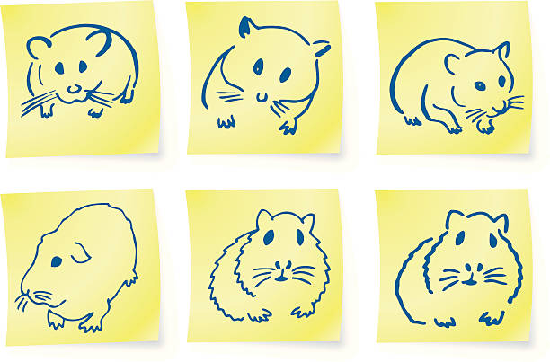 ilustrações, clipart, desenhos animados e ícones de mice, hamsters no post-it notes - adhesive note note pad message pad yellow