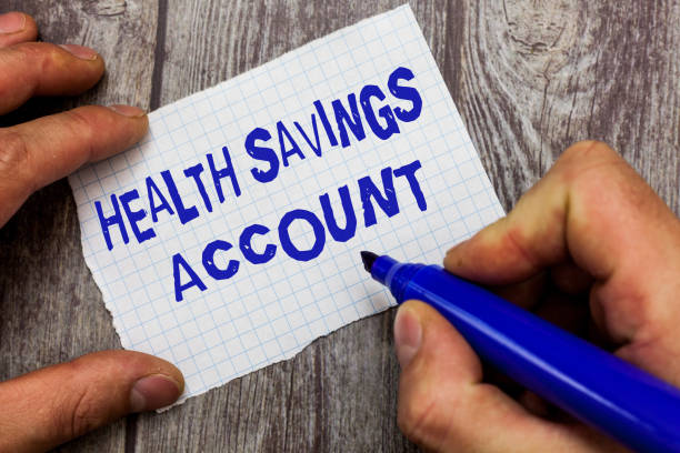 istock Handwriting text writing Health Savings Account. Concept meaning users with High Deductible Health Insurance Policy 1039957544