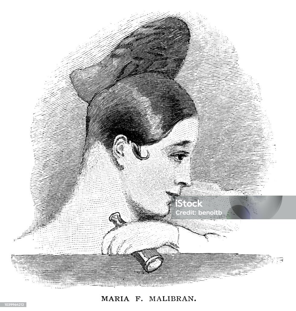 Maria Felicia Malibran, the opera singer Maria Felicia Malibran, the opera singer - Scanned 1882 Engraving 19th Century stock illustration