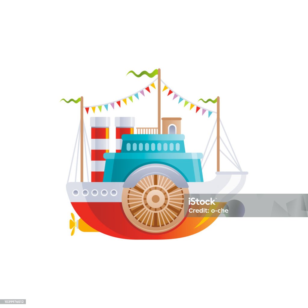 Hoạt Hình Vintage Tàu Với Biểu Tượng Bánh Xe Thuyền Sông Retro Cũ ...