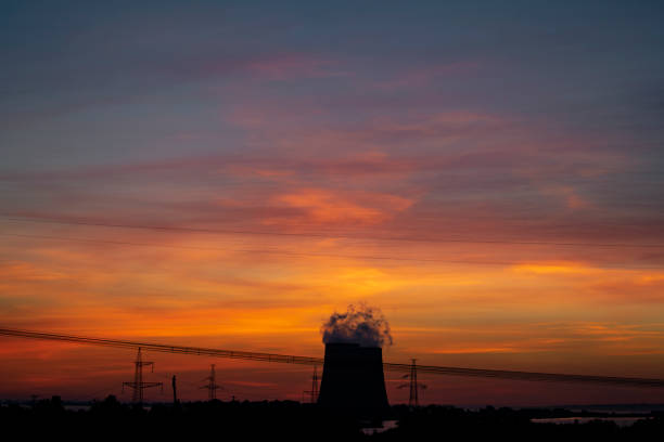 istock Nuclear Power Plant and its equipment. Cooling water cooling tower 1039977418
