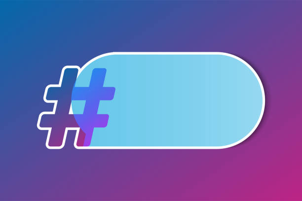 gradient hashtag mit blauen sprechblase mit dem leeren raum für ihre text-konzept-illustration.  vektor-symbol im bereich social media teilen. modernes design für banner, poster - hashtag stock-grafiken, -clipart, -cartoons und -symbole