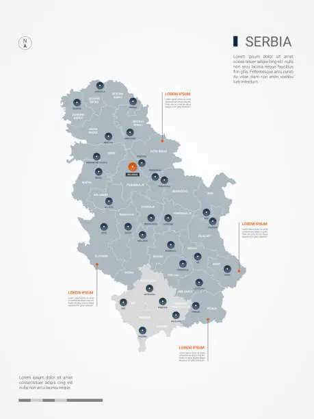 Vector illustration of Serbia infographic map vector illustration.
