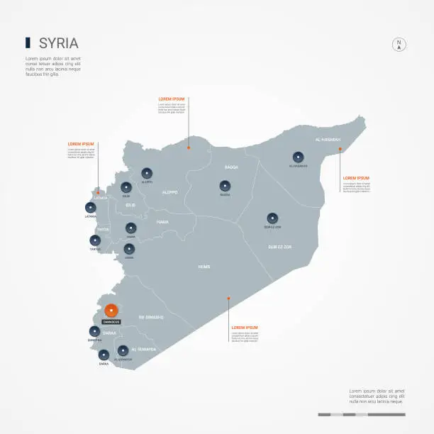 Vector illustration of Syria infographic map vector illustration.