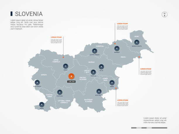 スロベニア インフォ グラフィック マップのベクトル図です。 - symbol infographic circle vector点のイラスト素材／クリップアート素材／マンガ素材／アイコン素材