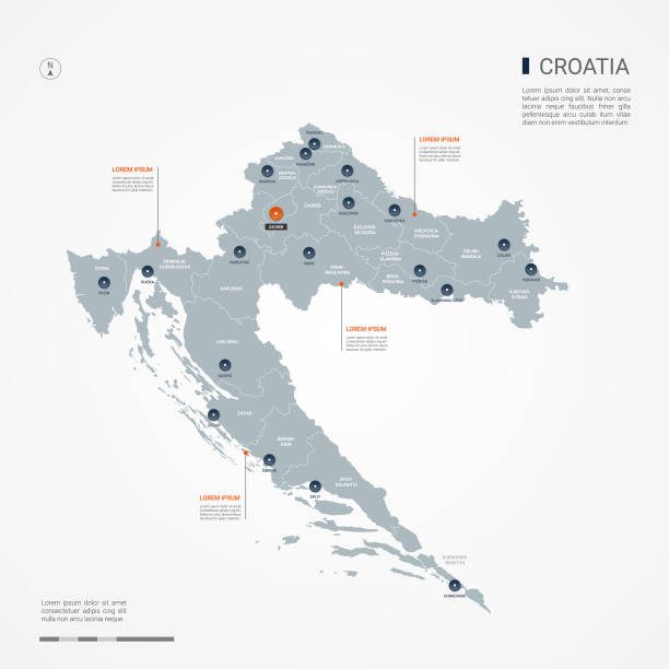 クロアチア インフォ グラフィック マップのベクトル図です。 - symbol infographic circle vector点のイラスト素材／クリップアート素材／マン��ガ素材／アイコン素材