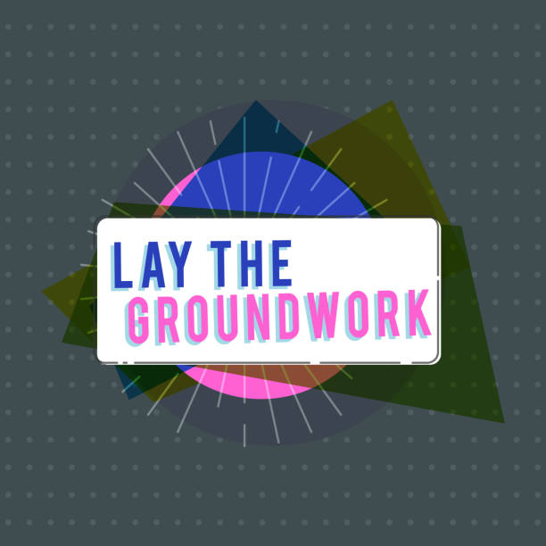 Text sign showing Lay The Groundwork. Conceptual photo Preparing the Basics or Foundation for something Text sign showing Lay The Groundwork. Conceptual photo Preparing the Basics or Foundation for something. basement construction site construction blueprint stock illustrations