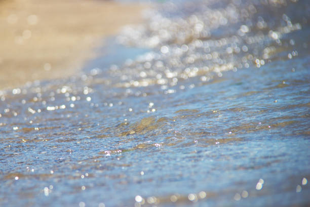 istock Soft Wave Of Blue Ocean On Sandy Beach. Background. Selective focus. 1039985242