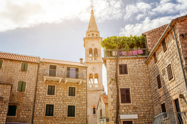 Jelsa town church and architecture at day Jelsa town church and architecture at day jelsa stock pictures, royalty-free photos & images