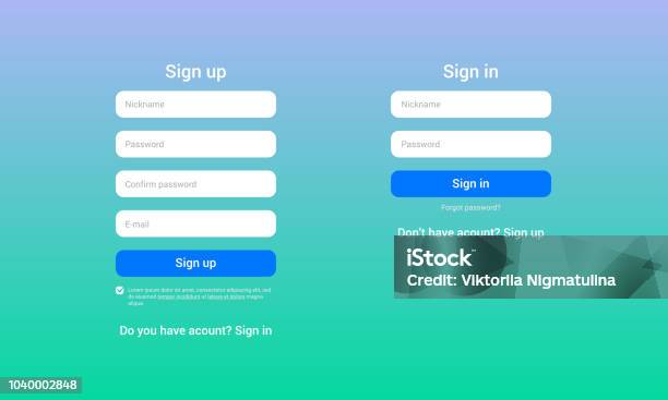 Sign In Form Background Sign In And Sign Up Form With Blue Button On Beautiful Gradient ...