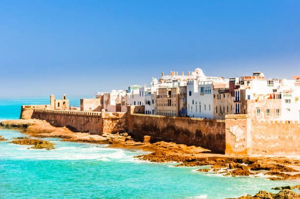 view on old city of essaouira in morocco - morocco imagens e fotografias de stock