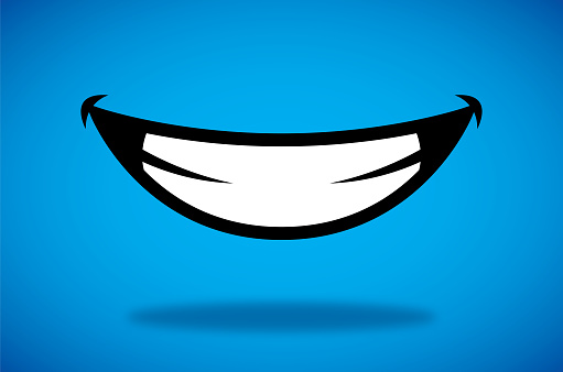 Vector illustration of a smile icon against a blue background.