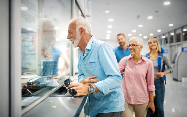 Validating the tickets at an airport.