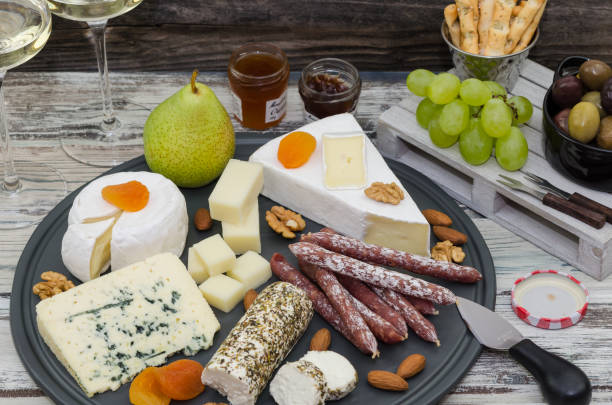 istock Various types of cheese. Cheese and meat appetizer selection. Wine snack set. 1040018460