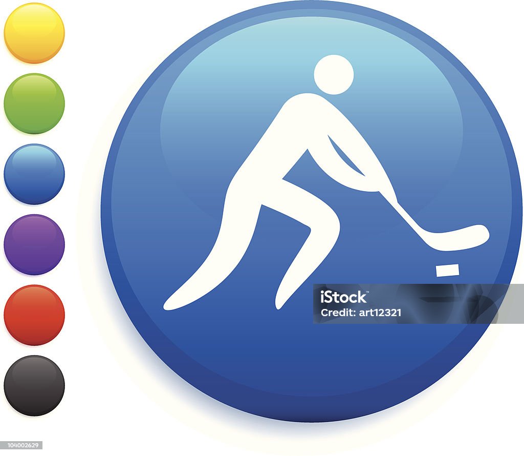 Hockey icono botón azul - arte vectorial de Adulto libre de derechos