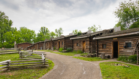 Fort Boonesborough State Park, Boonesborough, KY, USA--May 30: A replica of the original fort built in the mid-1770s by Daniel Boone and his  comrades stands on the Kentucky river in May, 2015.