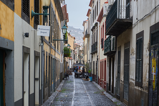 Antique traditional street in Funchal, Madeira